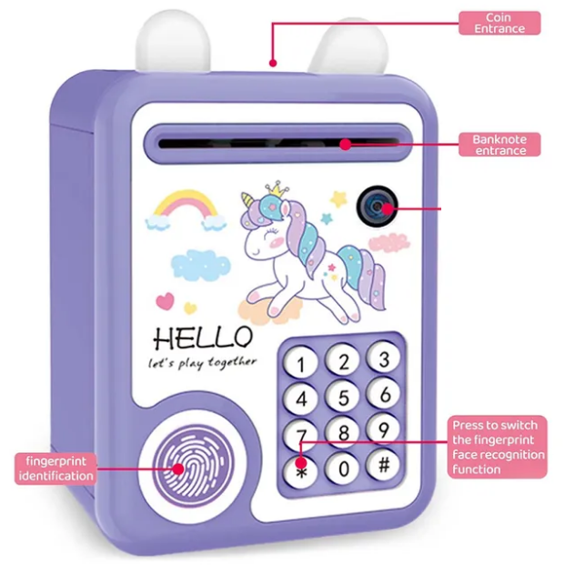 Unicorn Fingerprint & Password Unlock Piggy Bank