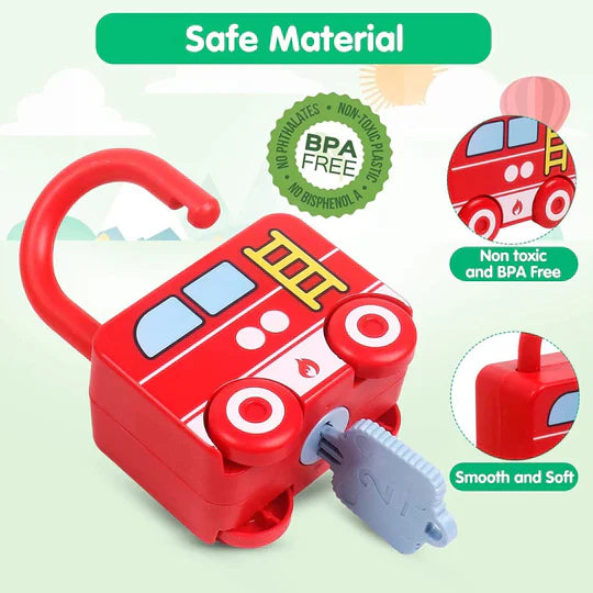 6Pcs Montessori Unlock Cars Push Toy With Keys