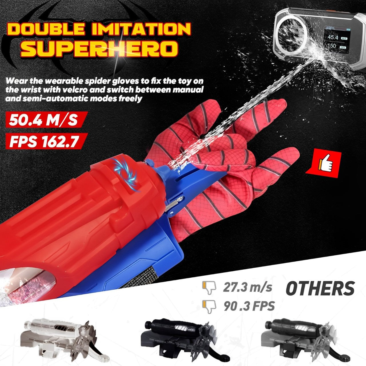 Rechargeable Spiderman Web Shooter Water Gun