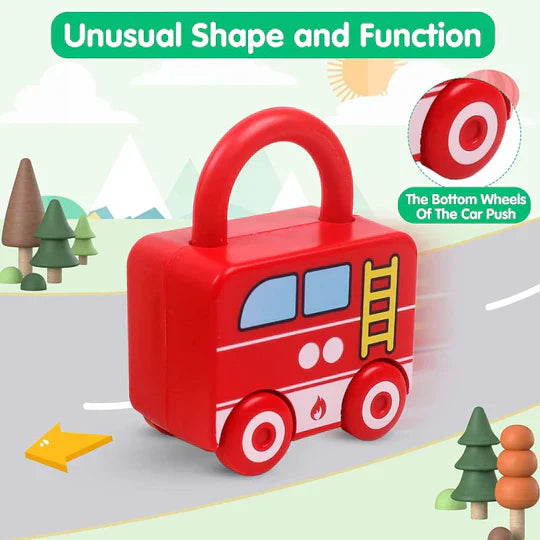 6Pcs Montessori Unlock Cars Push Toy With Keys