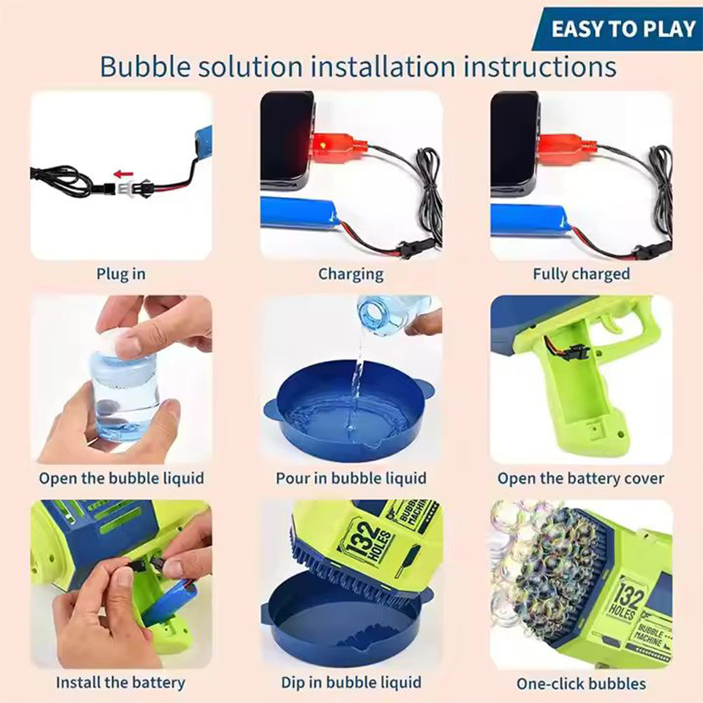 132 HOLES AUTOMATIC ELECTRIC BUBBLE GUN