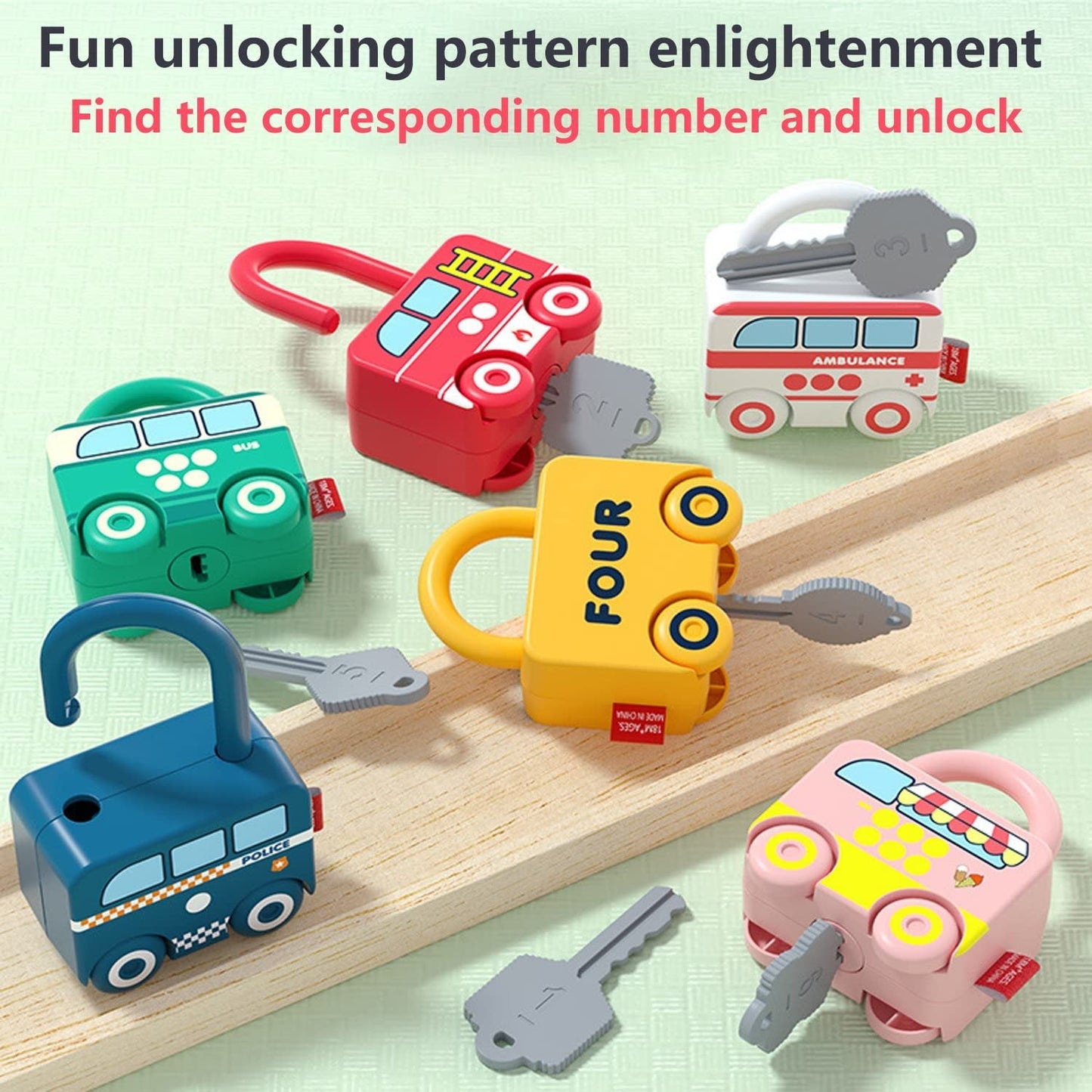 6Pcs Montessori Unlock Cars Push Toy With Keys