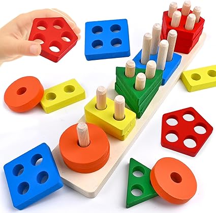 Wooden Shape Sorting 5 Sets Of Column