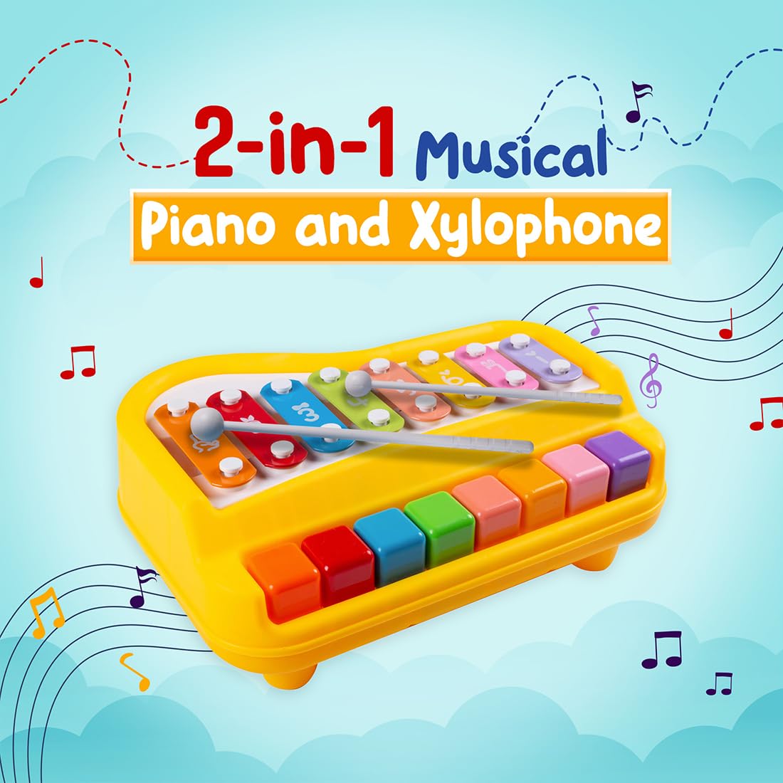 2 IN 1 PIANO & XYLOPHONE