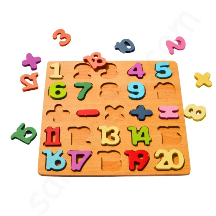 8* Inches Mini Wooden Number Puzzle & Signs Board