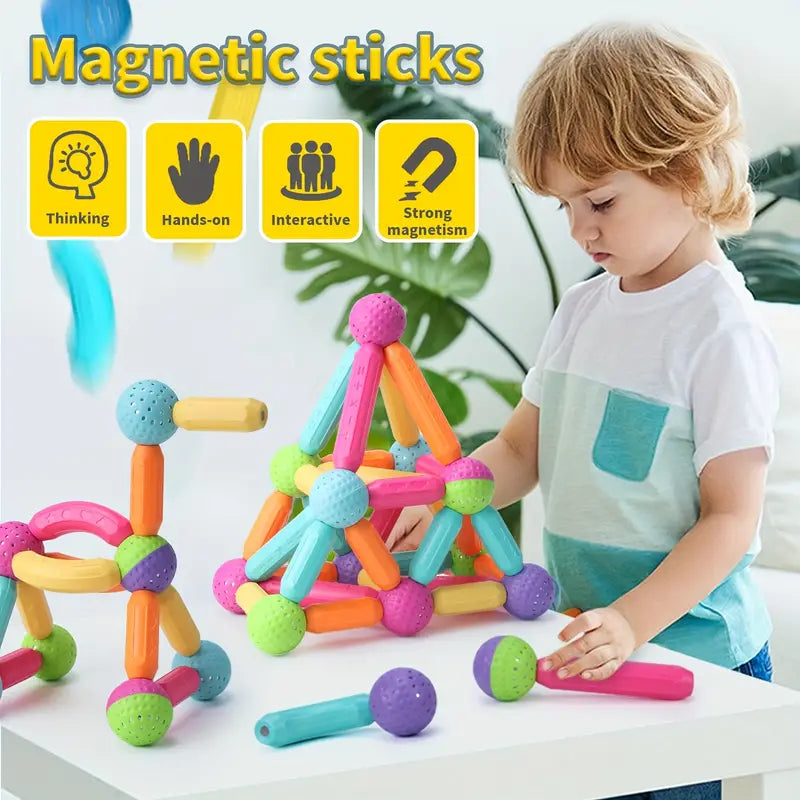 64Pcs Magnetic Puzzle Sticks Set