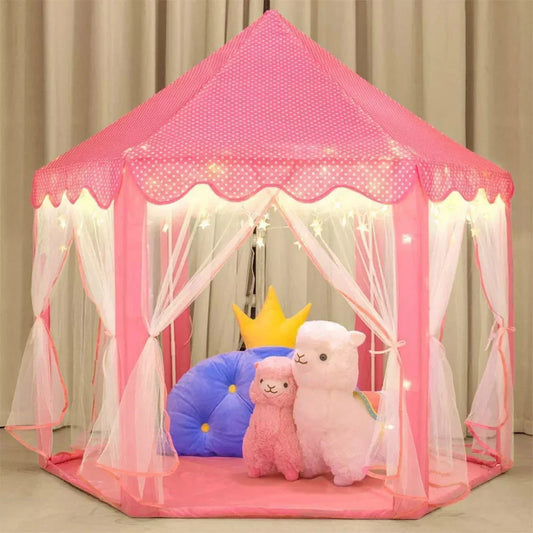 Princess Castle Play Tent House With Fairy Lights