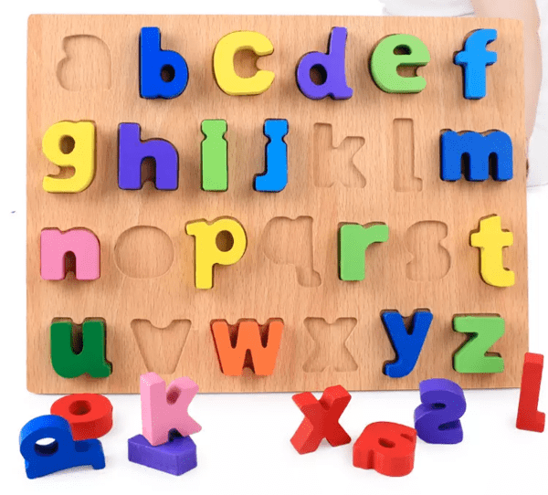 3D Wooden Lowercase Alphabet Puzzle Board