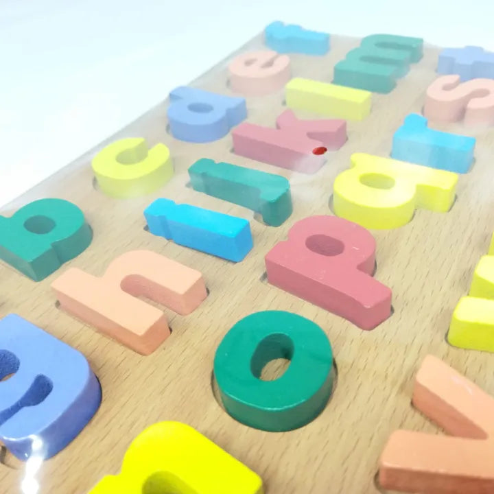 3D Wooden Lowercase Alphabet Puzzle Board