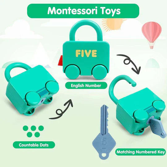 6Pcs Montessori Unlock Cars Push Toy With Keys