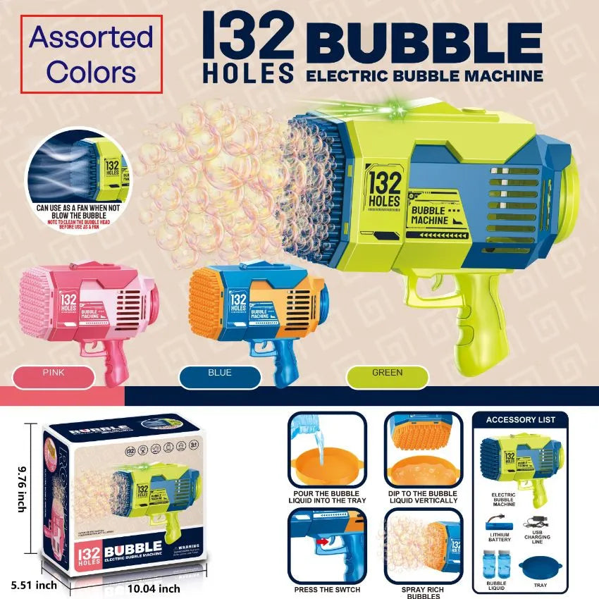 132 HOLES AUTOMATIC ELECTRIC BUBBLE GUN