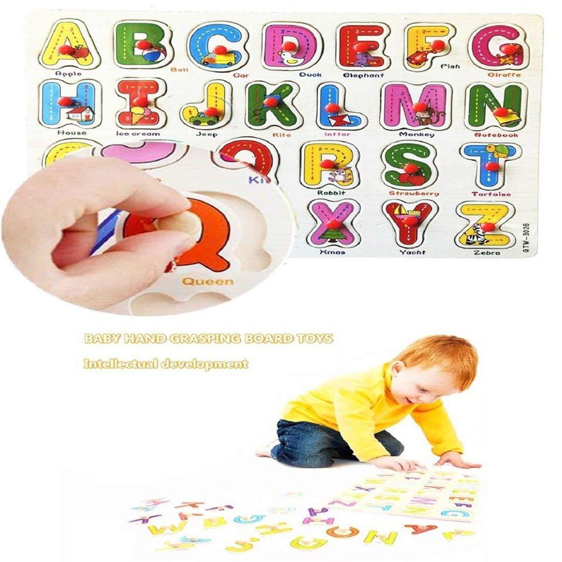 Wooden 26 Letter Alphabet Learning Block Puzzle For Kids (A-Z)